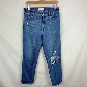 ABERCROMBIE & FITCH The Mom High‎ Rise Distressed Jeans Sz 2/26 short